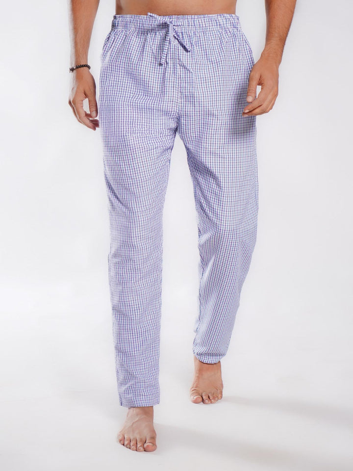 White & Purple Checkered Men's Lower Trouser (LT-44)