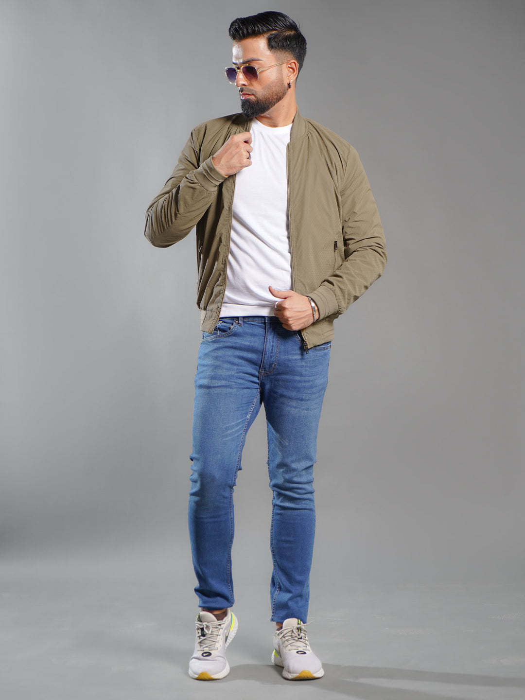 Light Brown Imported Textured Bomber Jacket (MBJ-002)