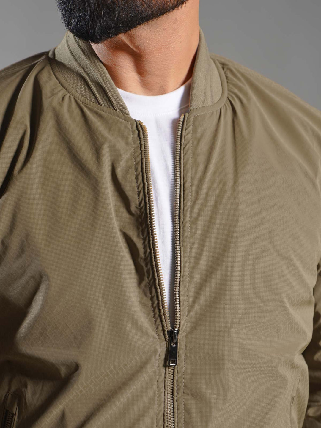 Light Brown Imported Textured Bomber Jacket (MBJ-002)