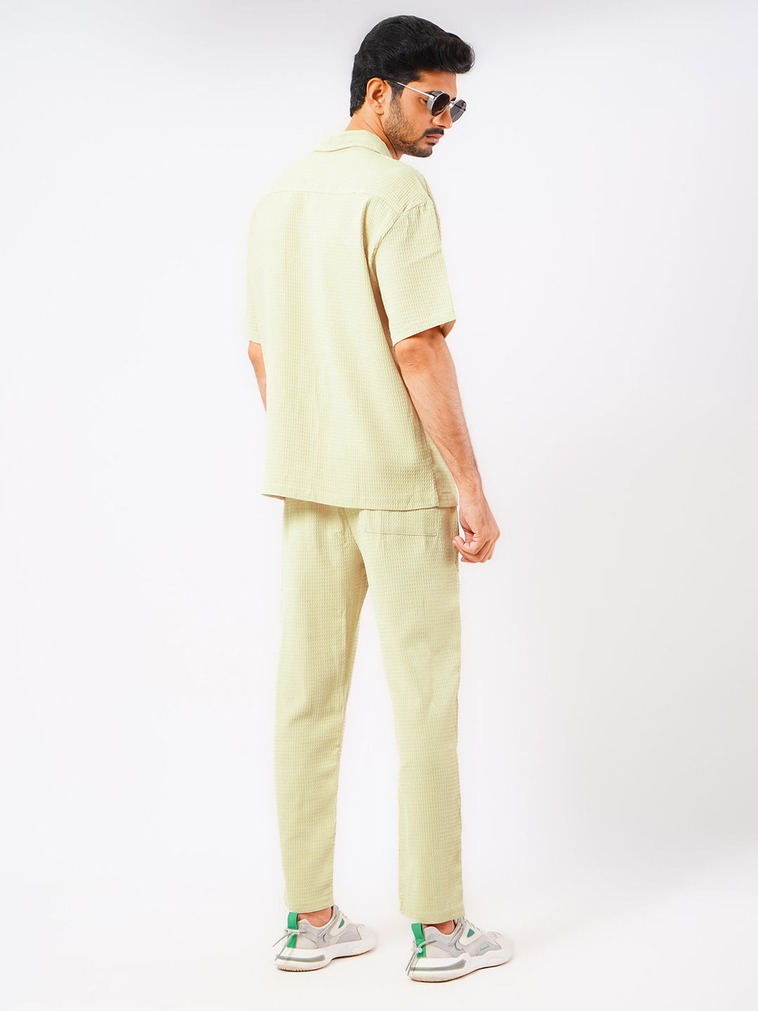 Light Khaki Popcorn Textured Mens's Co-ord Set (MCSK-01)