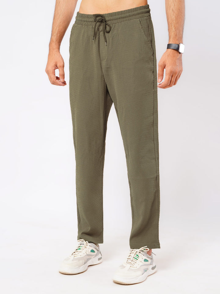 Olive Green Popcorn Textured Mens's Co-ord Set (MCSK-02)