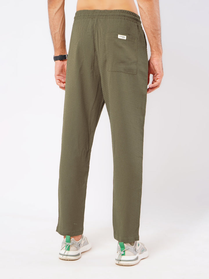 Olive Green Popcorn Textured Mens's Co-ord Set (MCSK-02)