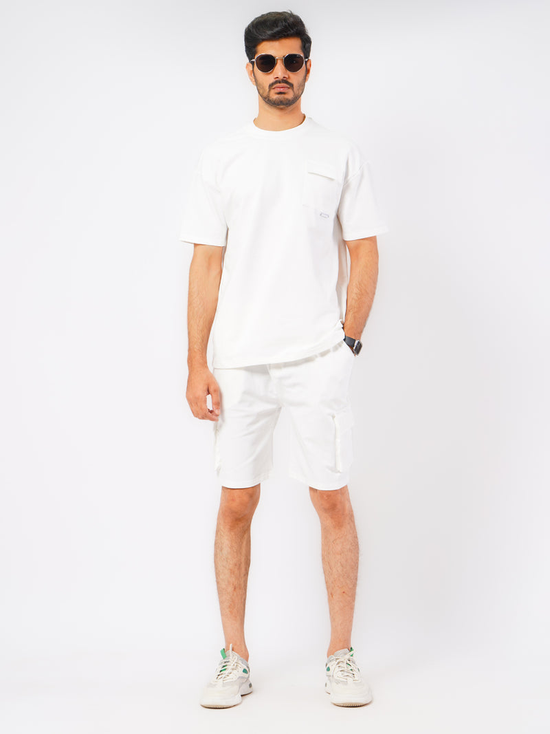 Off White Summer Mens's Relaxed Fit Co-ord Set (MCSW-01)