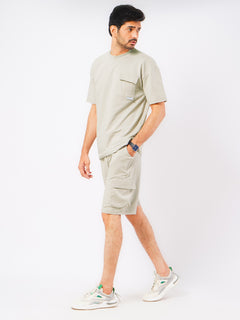 Beige Summer Mens's Relaxed Fit Co-ord Set (MCSW-02)