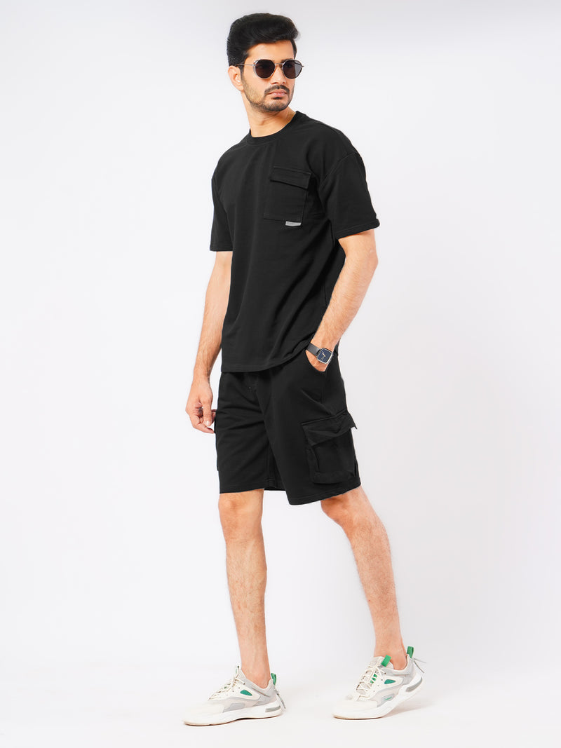 Black Summer Mens's Relaxed Fit Co-ord Set (MCSW-03)