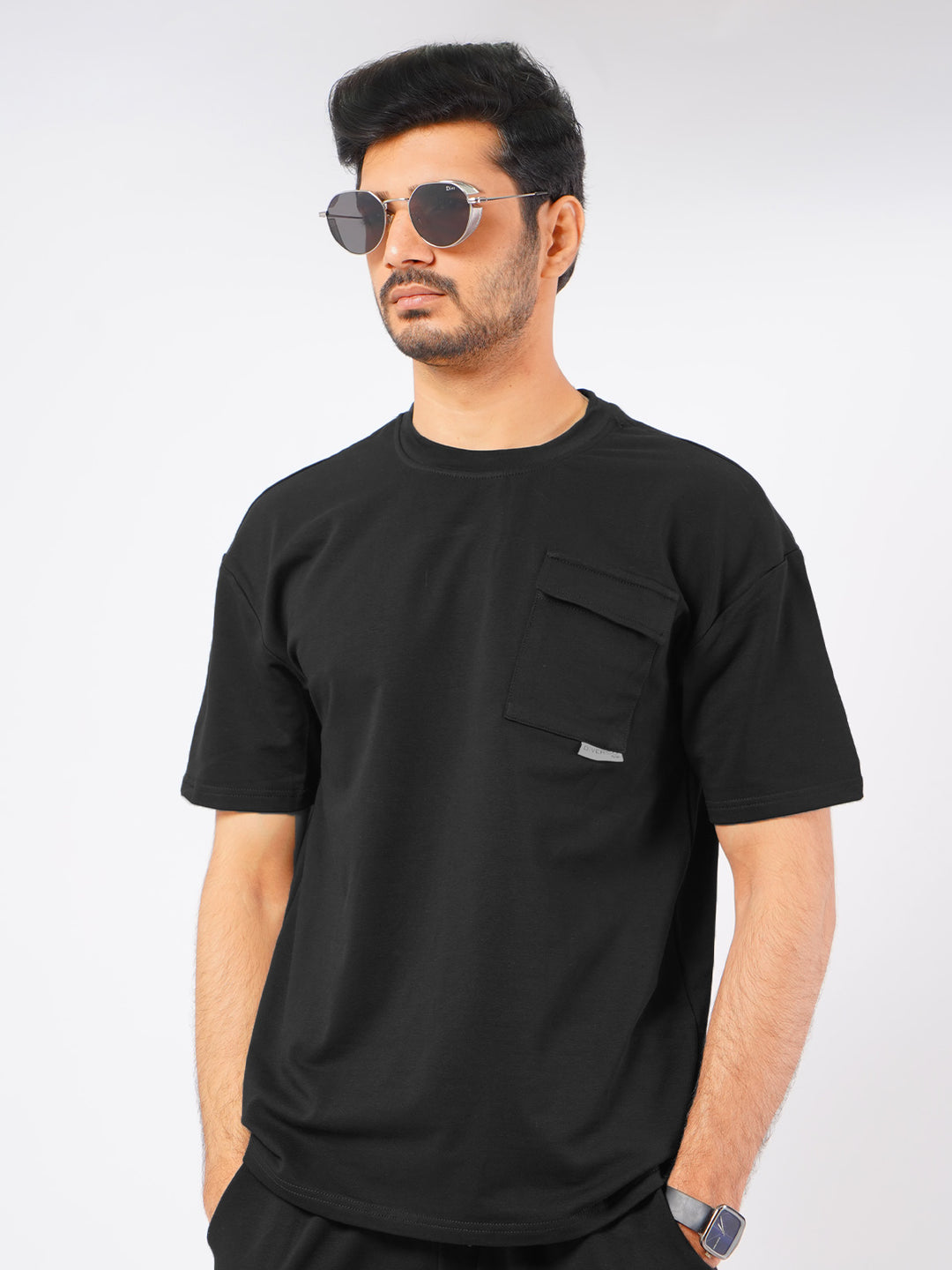 Black Summer Mens's Relaxed Fit Co-ord Set (MCSW-03)