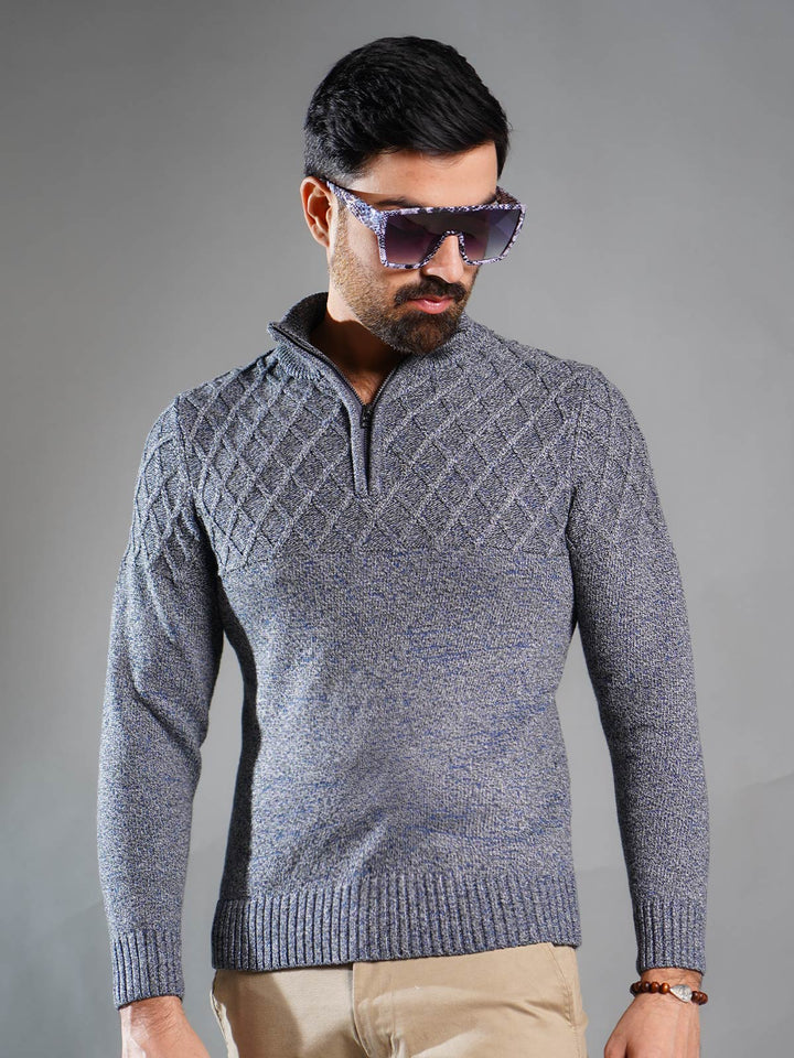 Grey Mock Neck Zipper Sweater (MNZS-001)