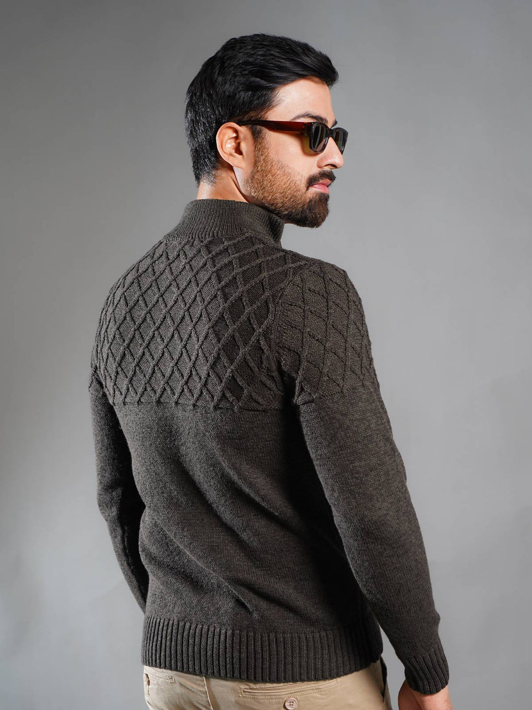 Brown Mock Neck Zipper Sweater (MNZS-002)