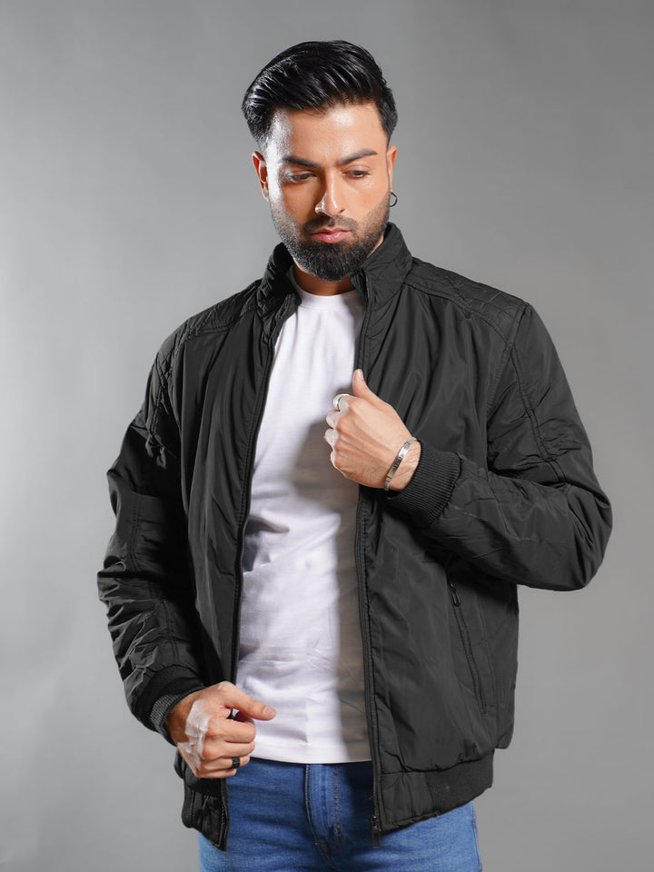 Black Imported Full Sleeves Puffer Jacket (PJSL-002)