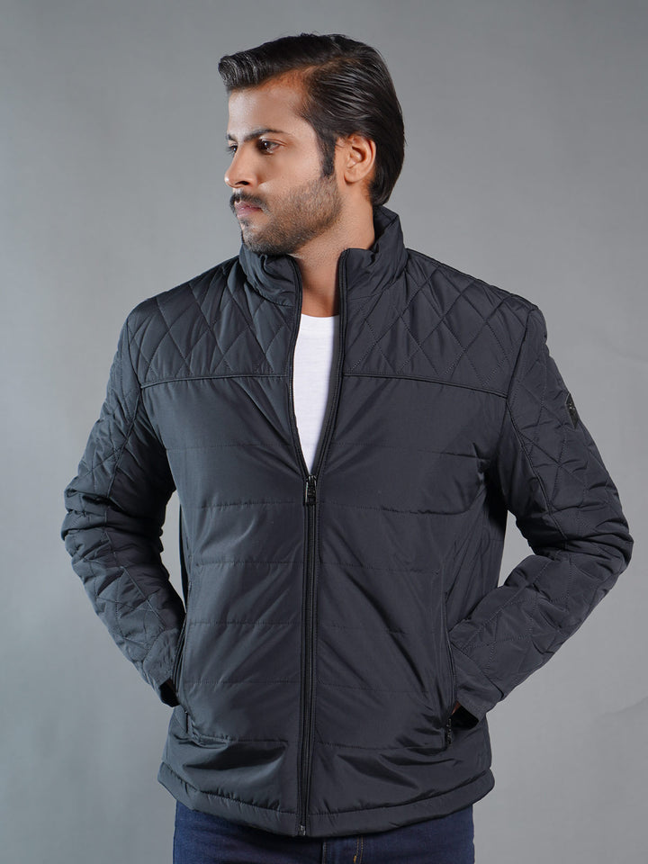 Navy Blue Imported Full Sleeves Puffer Jacket (PJ-014)