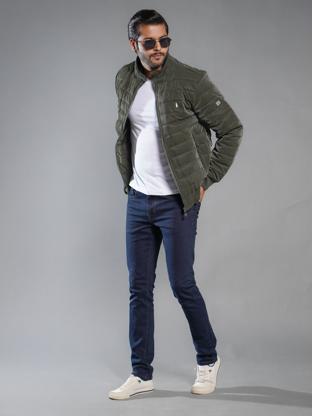 Olive Green  Imported Full Sleeves Puffer Jacket (PJ-020)