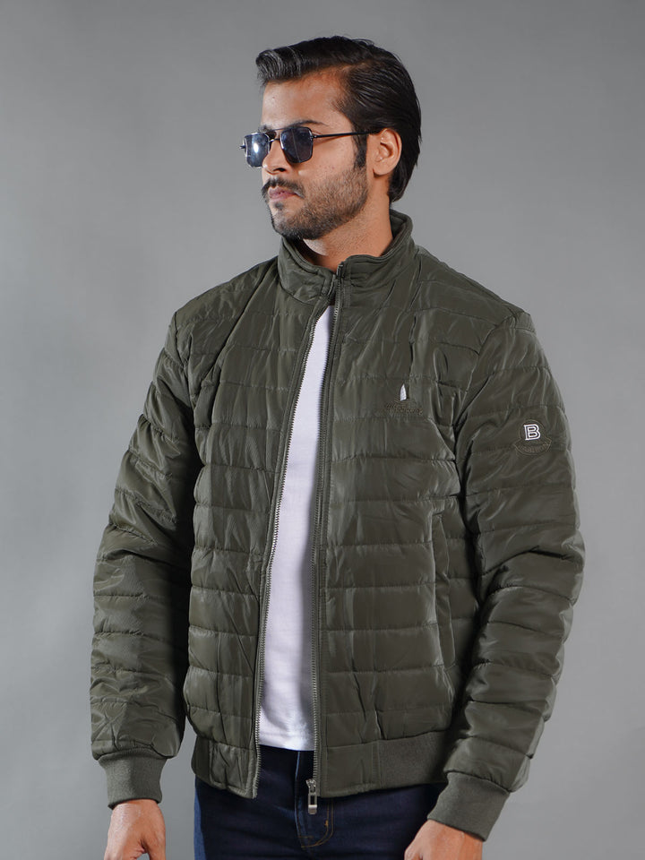 Olive Green  Imported Full Sleeves Puffer Jacket (PJ-020)