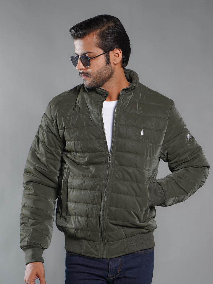 Olive Green  Imported Full Sleeves Puffer Jacket (PJ-020)