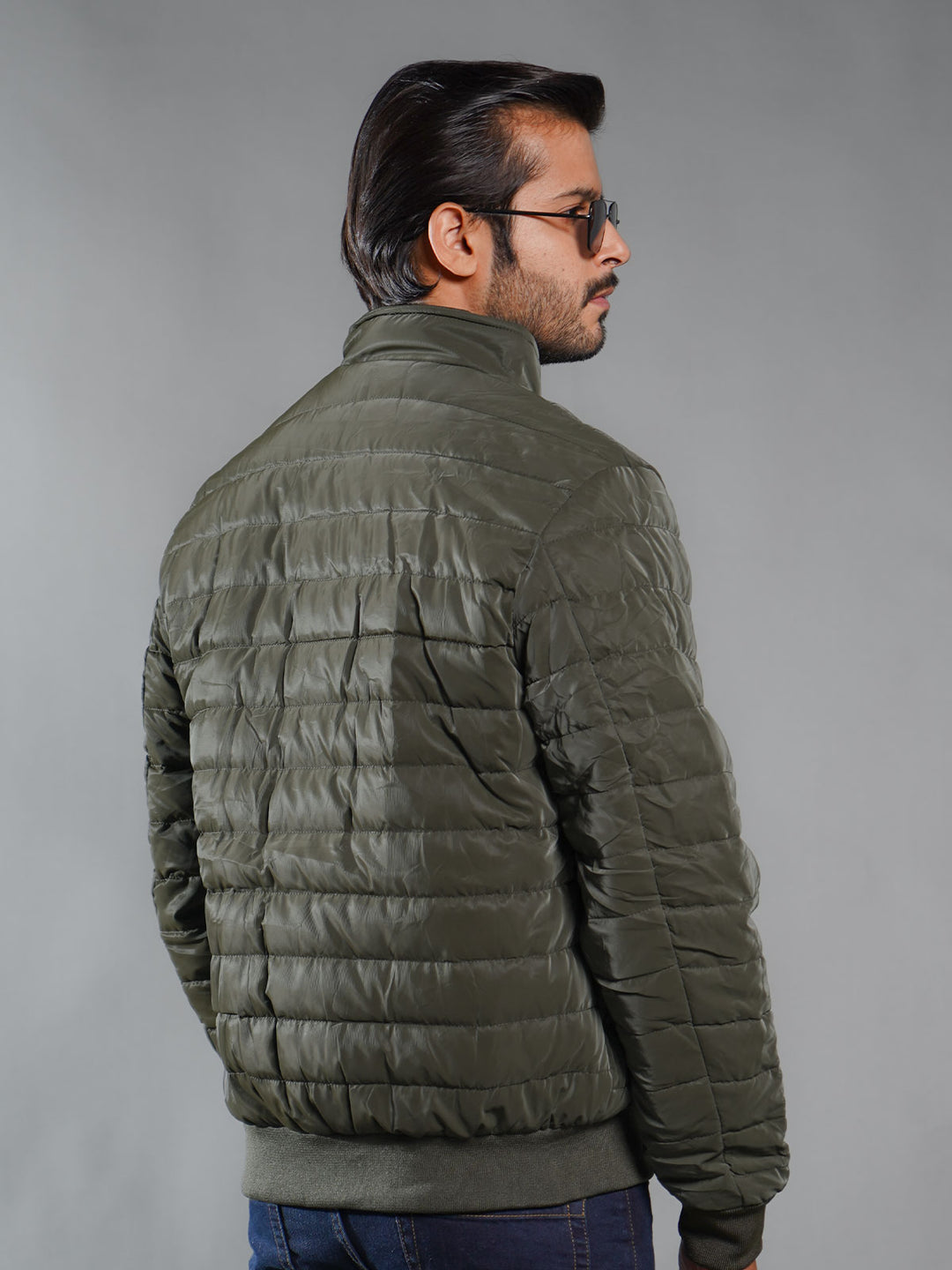 Olive Green  Imported Full Sleeves Puffer Jacket (PJ-020)