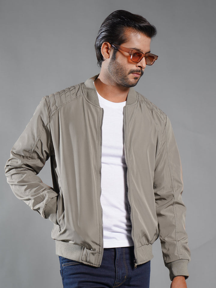 Light Khaki Imported Full Sleeves Puffer Jacket (PJ-029)