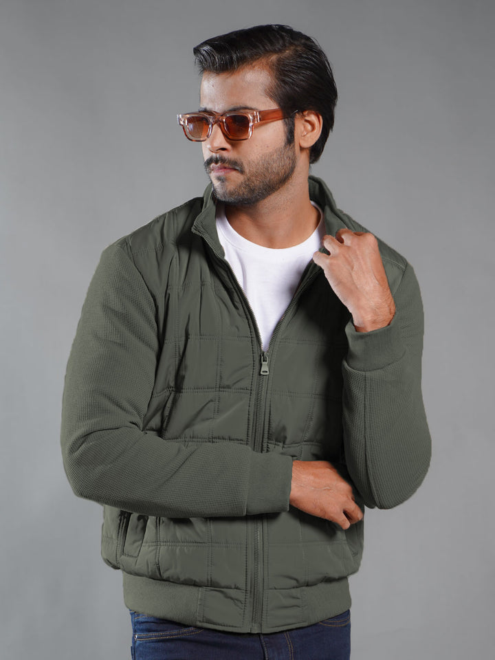 Dark Green Imported Full Sleeves Puffer Jacket (PJ-031)