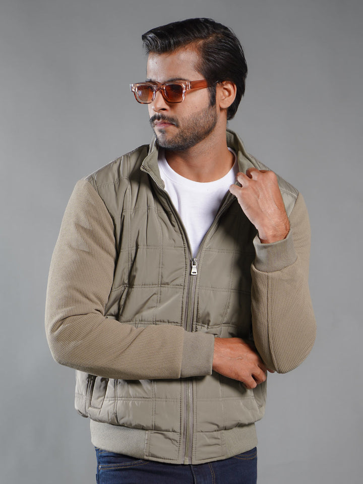 Khaki Imported Full Sleeves Puffer Jacket (PJ-033)