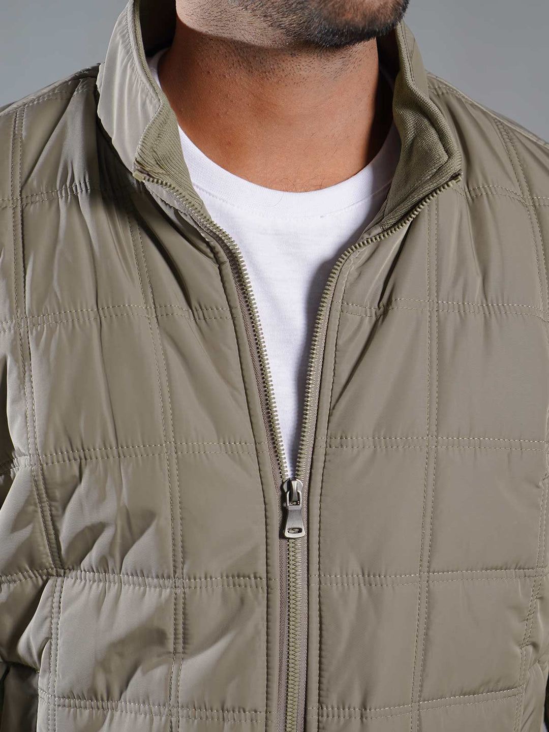 Khaki Imported Full Sleeves Puffer Jacket (PJ-033)