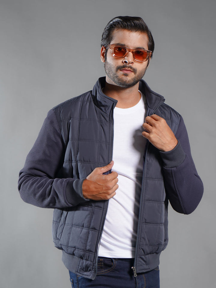 Navy Blue Imported Full Sleeves Puffer Jacket (PJ-035)