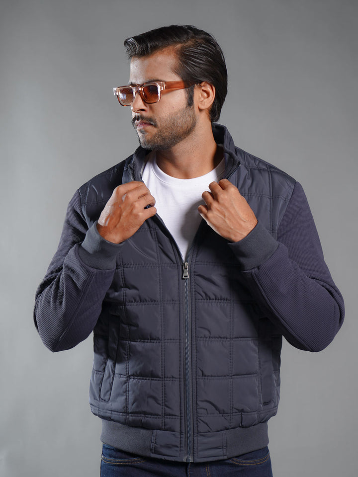 Navy Blue Imported Full Sleeves Puffer Jacket (PJ-035)