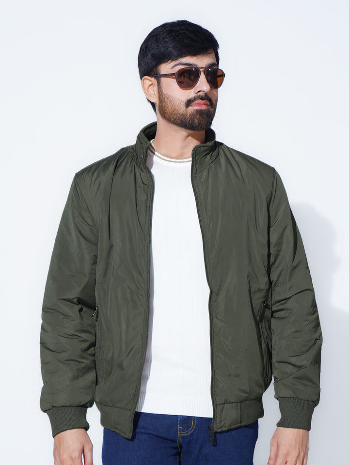 Olive Green Imported Full Sleeves Puffer Jacket (PJ-039)