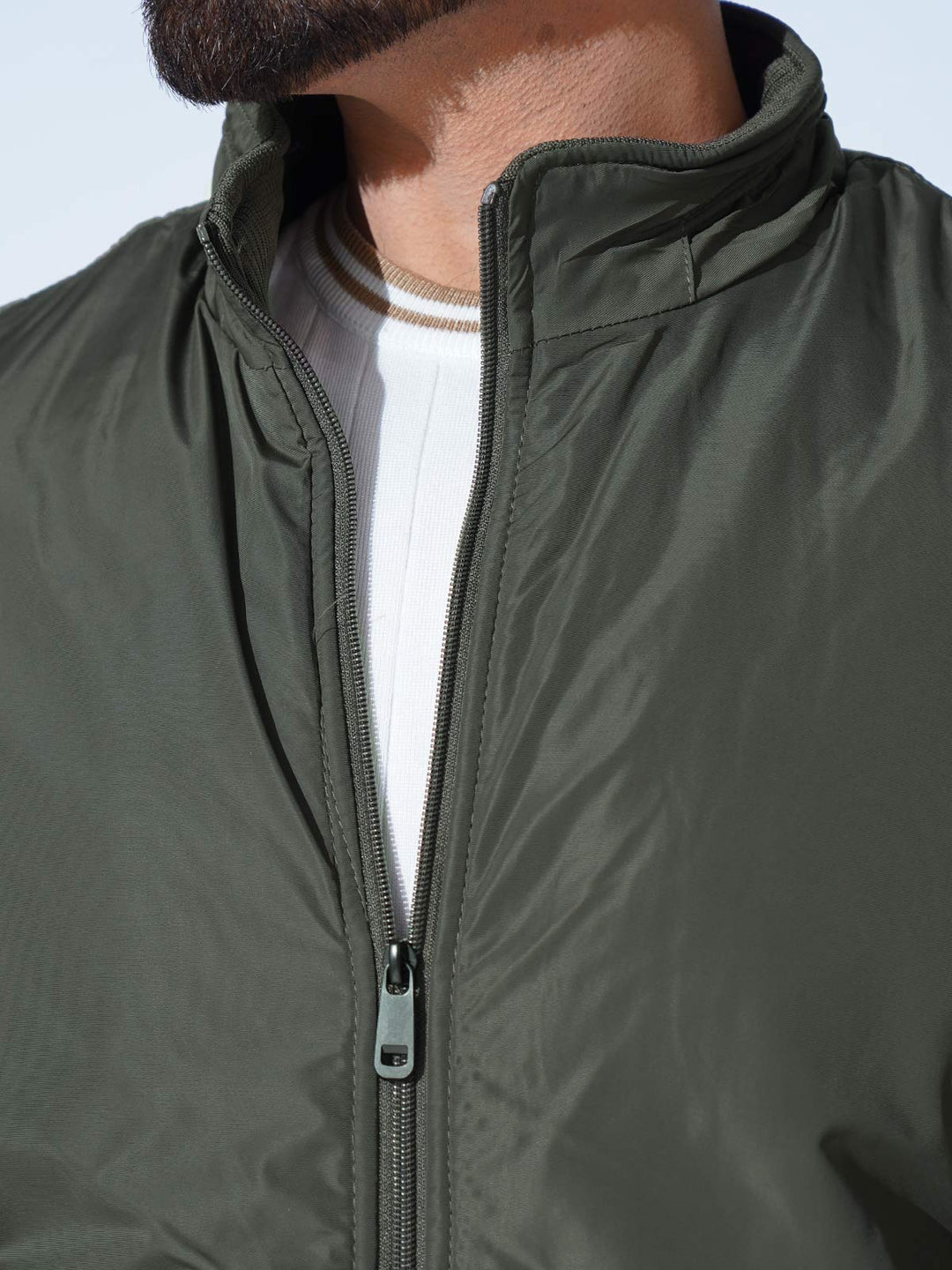 Olive Green Imported Full Sleeves Puffer Jacket (PJ-039)