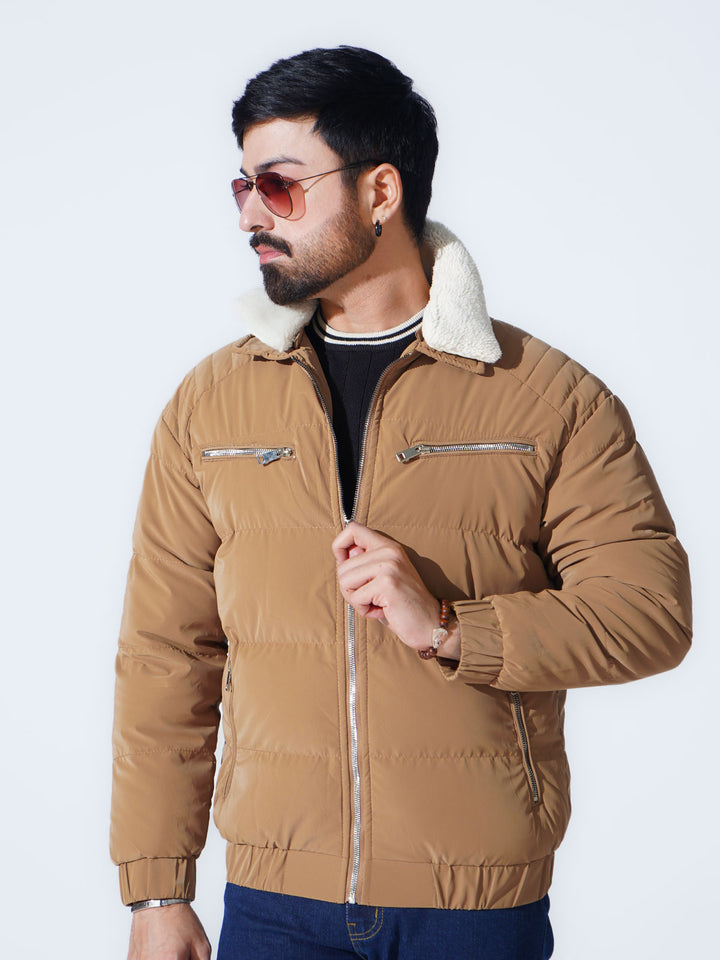 Light Brown Imported Full Sleeves Puffer Jacket (PJ-042)