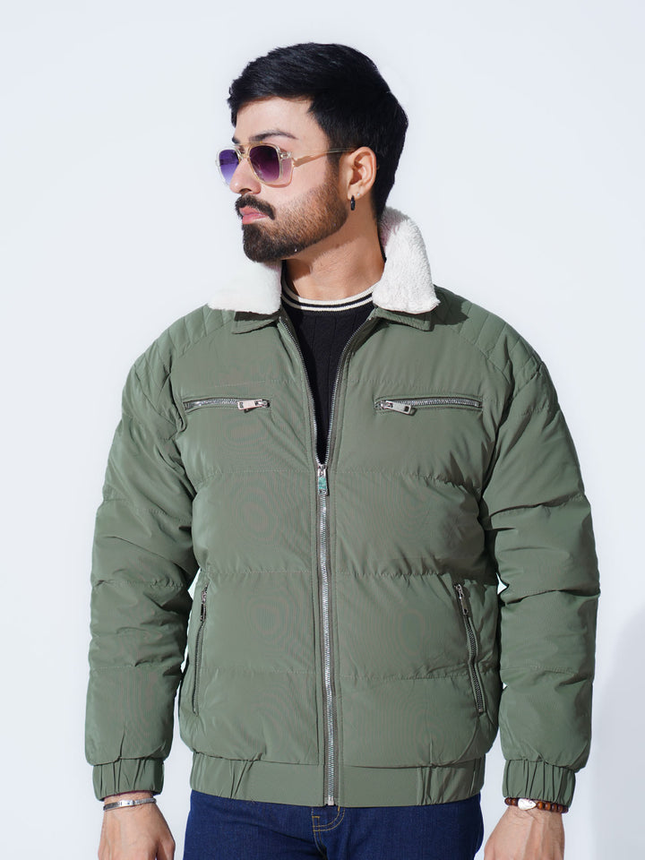 Green Imported Full Sleeves Puffer Jacket (PJ-043)