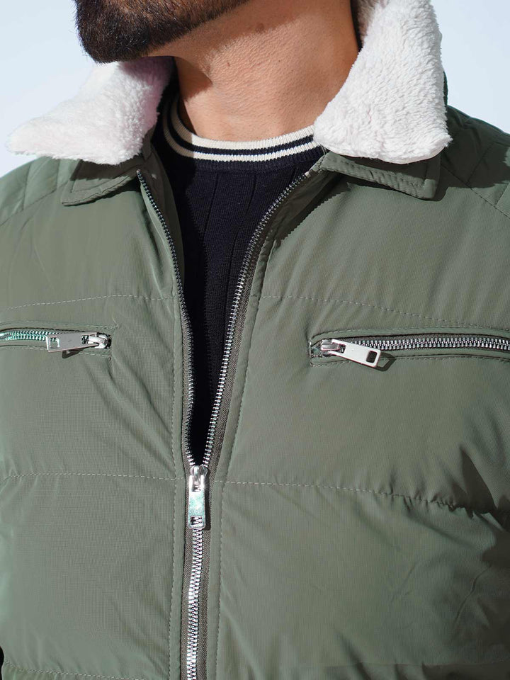 Green Imported Full Sleeves Puffer Jacket (PJ-043)