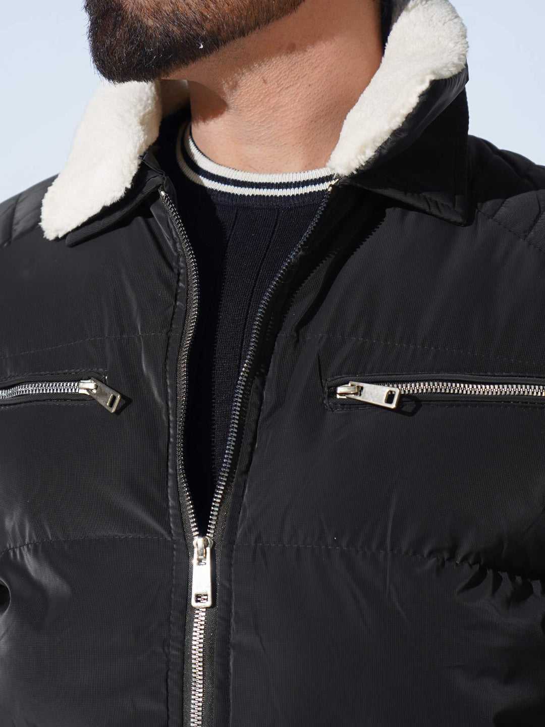 Black Imported Full Sleeves Puffer Jacket (PJ-045)