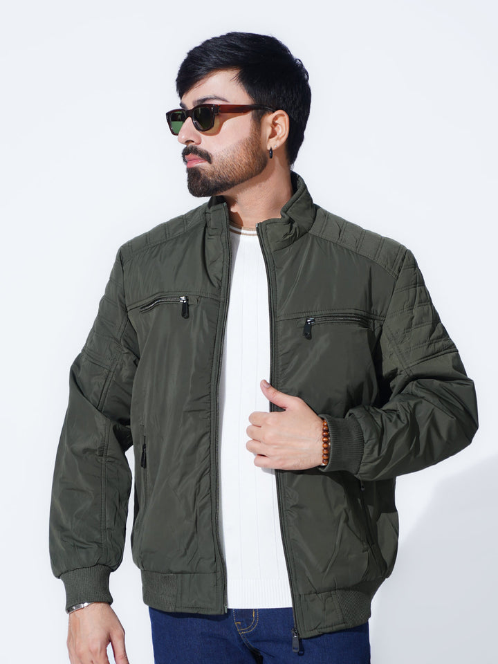 Olive Green Imported Full Sleeves Puffer Jacket (PJ-049)