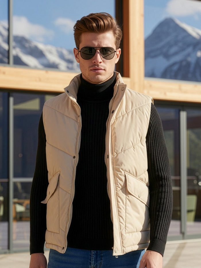 Beige Imported Sleeveless Puffer (PJ-100)