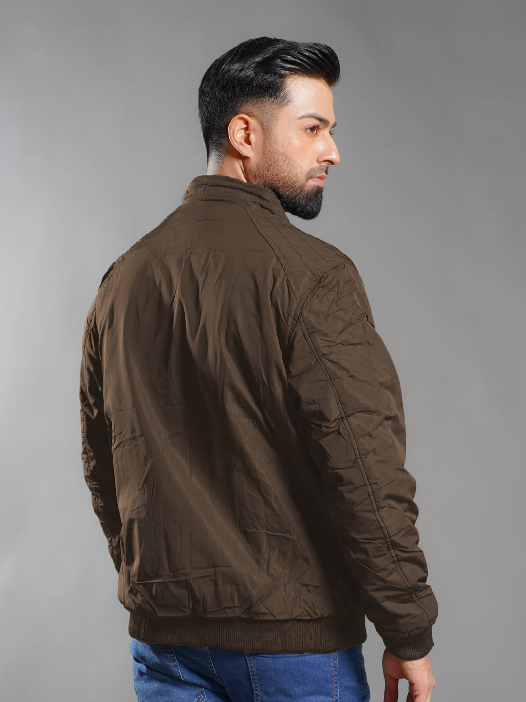 Dark Brown Imported Full Sleeves Puffer Jacket (PJSL-003)