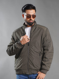 Olive Green Imported Full Sleeves Puffer Jacket (PJSL-004)