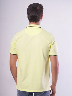 Yellow Contrast Tipping Half Sleeves Cotton Jersey Polo T-Shirt (POLO-541)