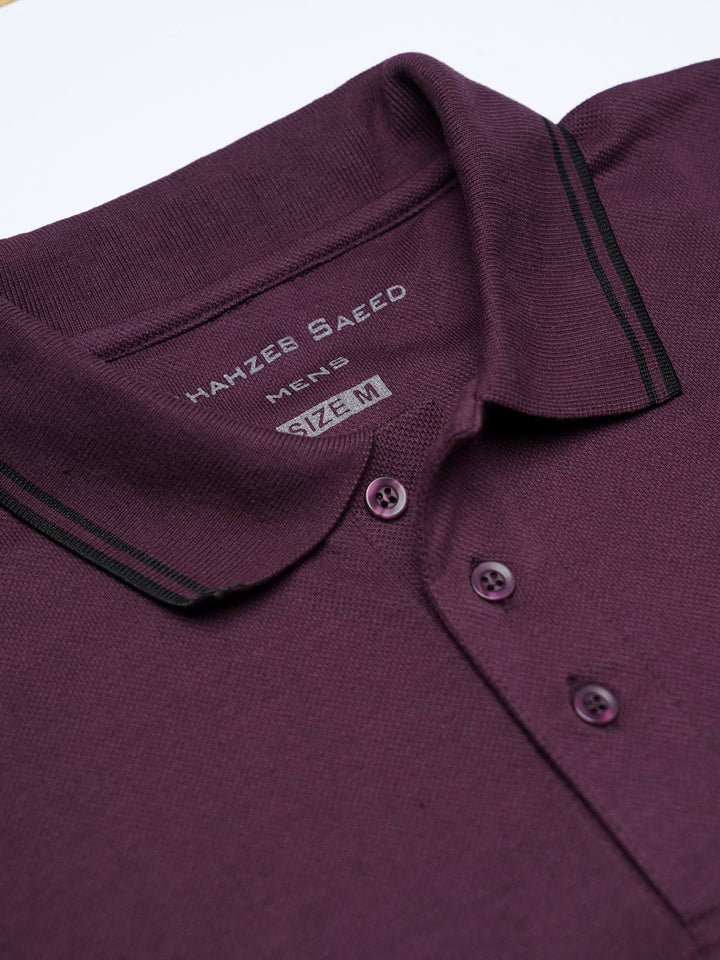 Maroon Contrast Tipping Polo T-Shirt (POLO-1141)
