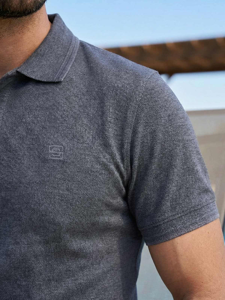 Charcoal Contrast Tipping Polo T-Shirt (POLO-1145)