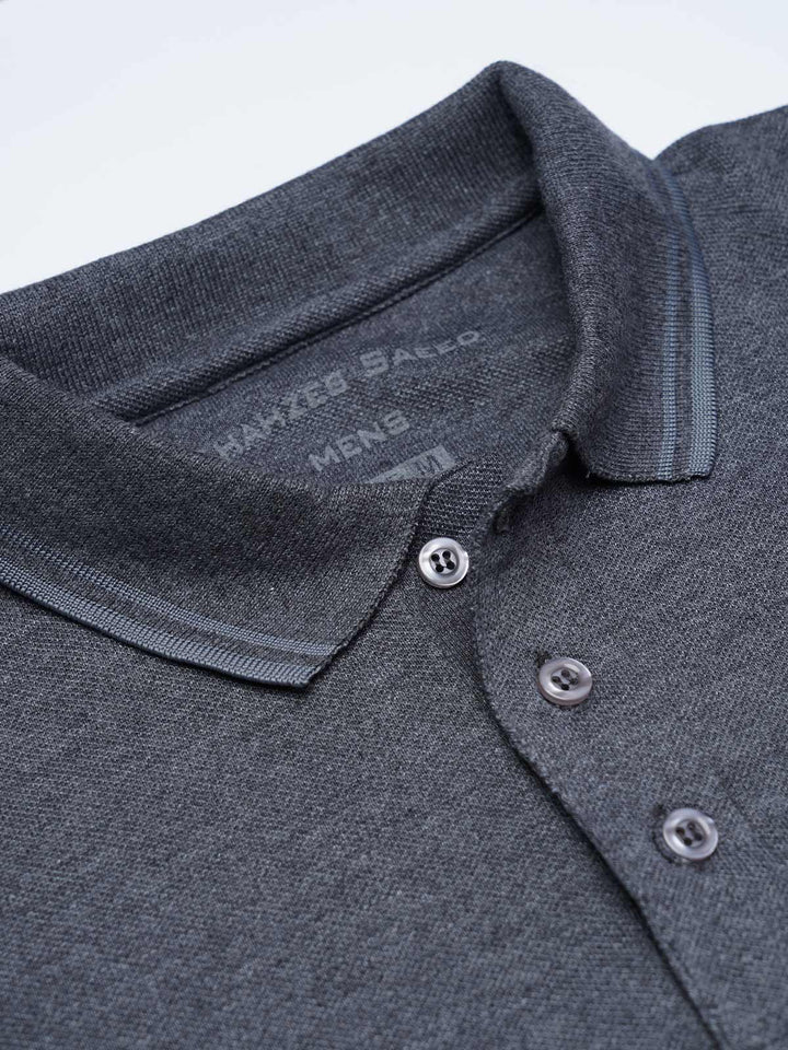 Charcoal Contrast Tipping Polo T-Shirt (POLO-1145)