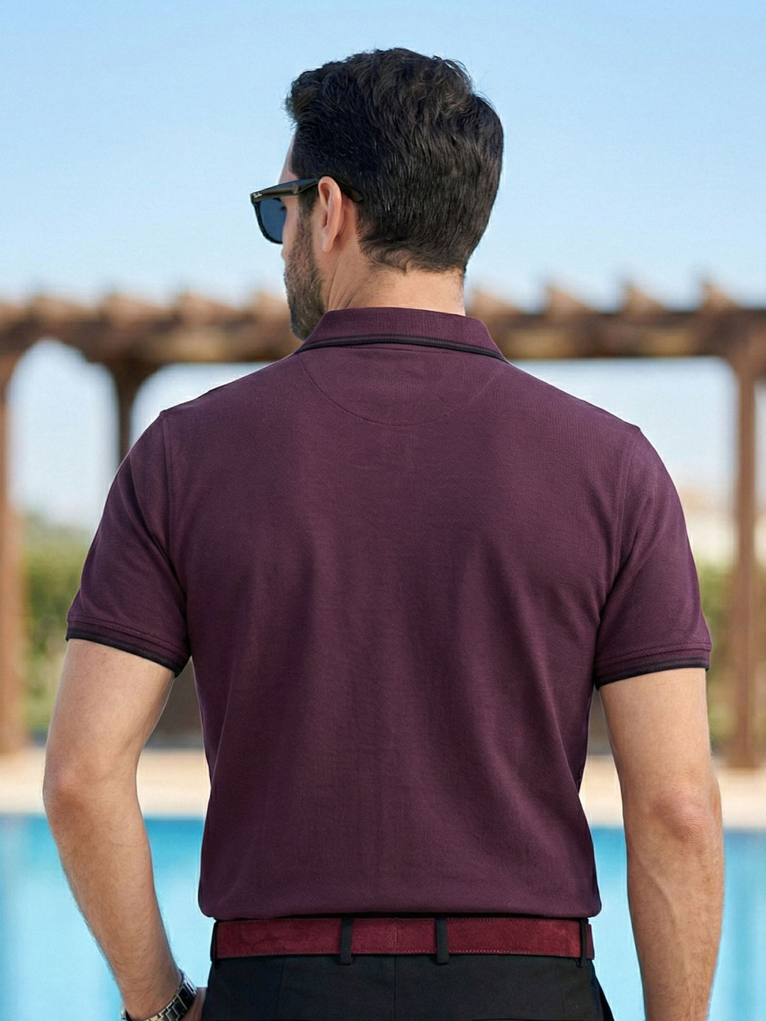 Maroon Contrast Tipping Polo T-Shirt (POLO-1149)