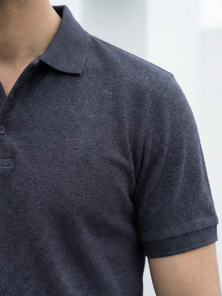 Charcoal Textured Popcorn Polo T-Shirt (POLO-1179)