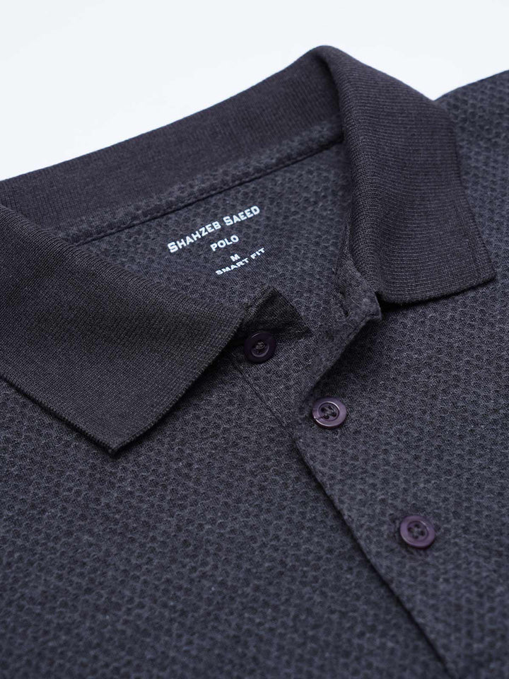 Charcoal Textured Popcorn Polo T-Shirt (POLO-1179)