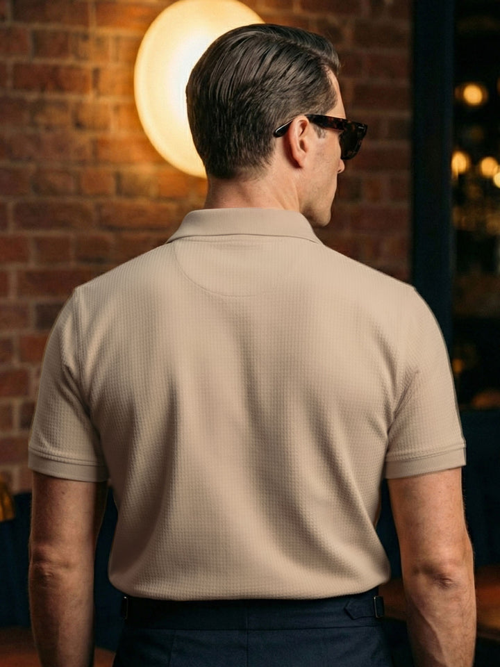 Oatmeal Textured Popcorn Polo T-Shirt (POLO-1184)