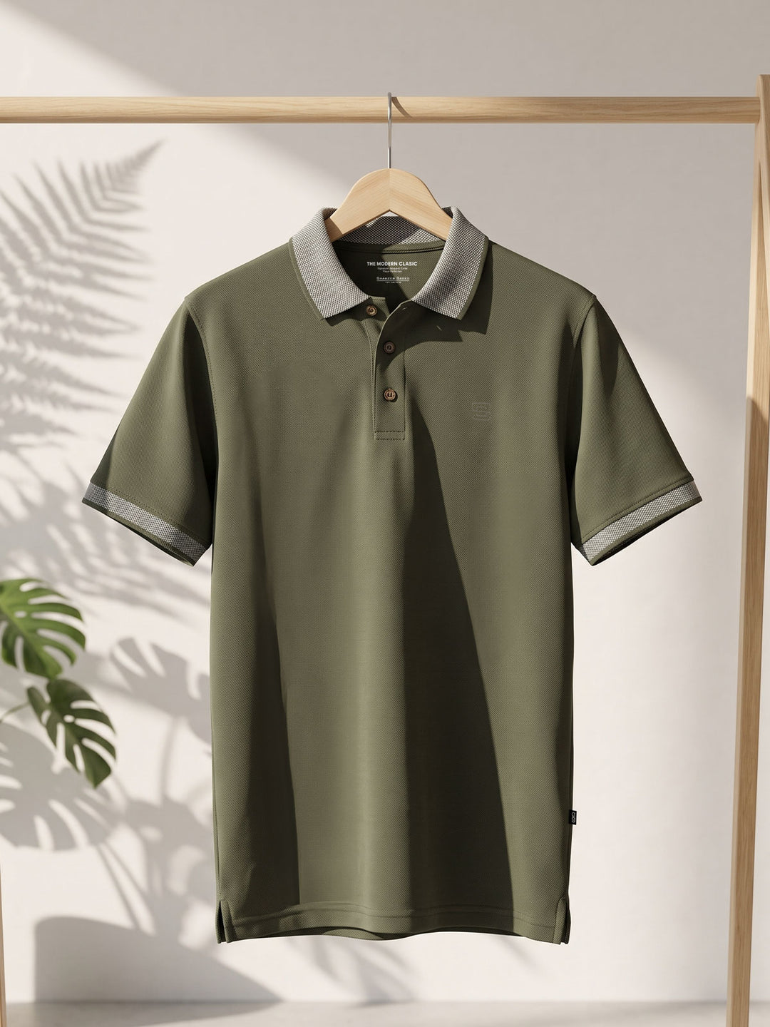 Olive Jacquard  Polo T-Shirt (POLO-1188)
