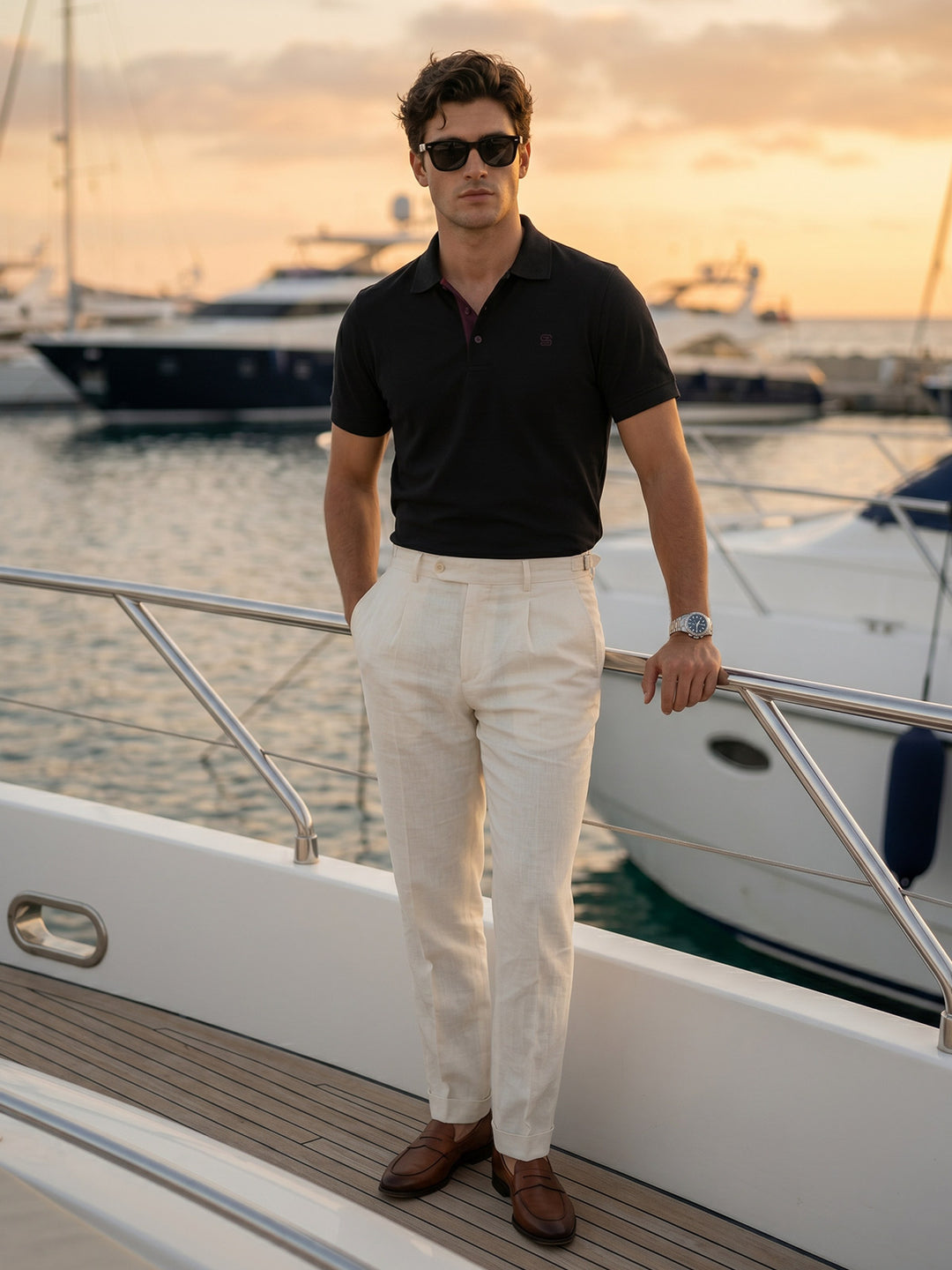 Black Half Sleeves Designer Polo T-Shirt (POLO-1198)