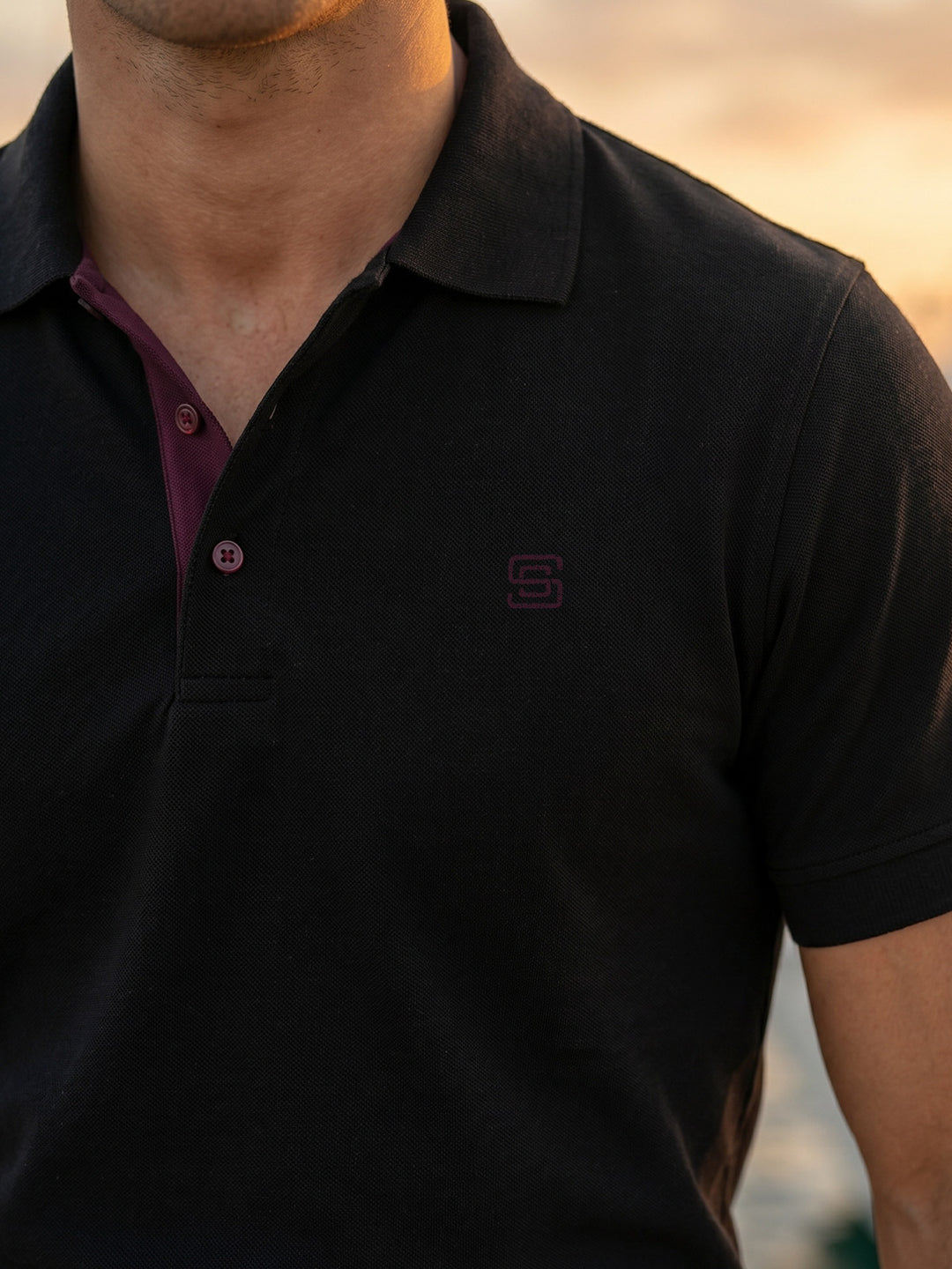 Black Half Sleeves Designer Polo T-Shirt (POLO-1198)