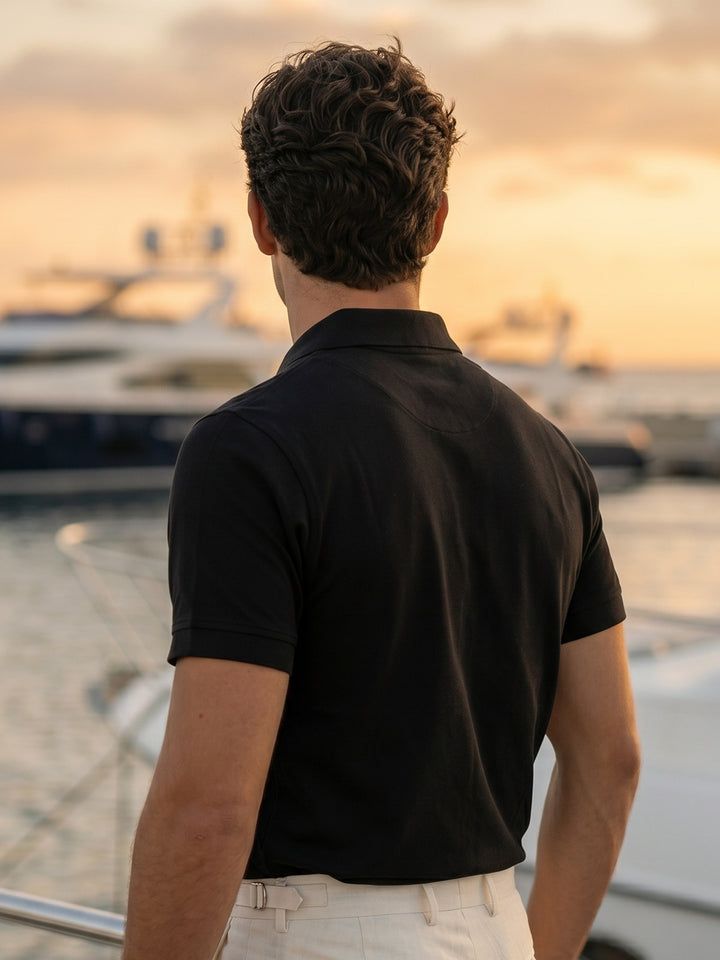 Black Half Sleeves Designer Polo T-Shirt (POLO-1198)