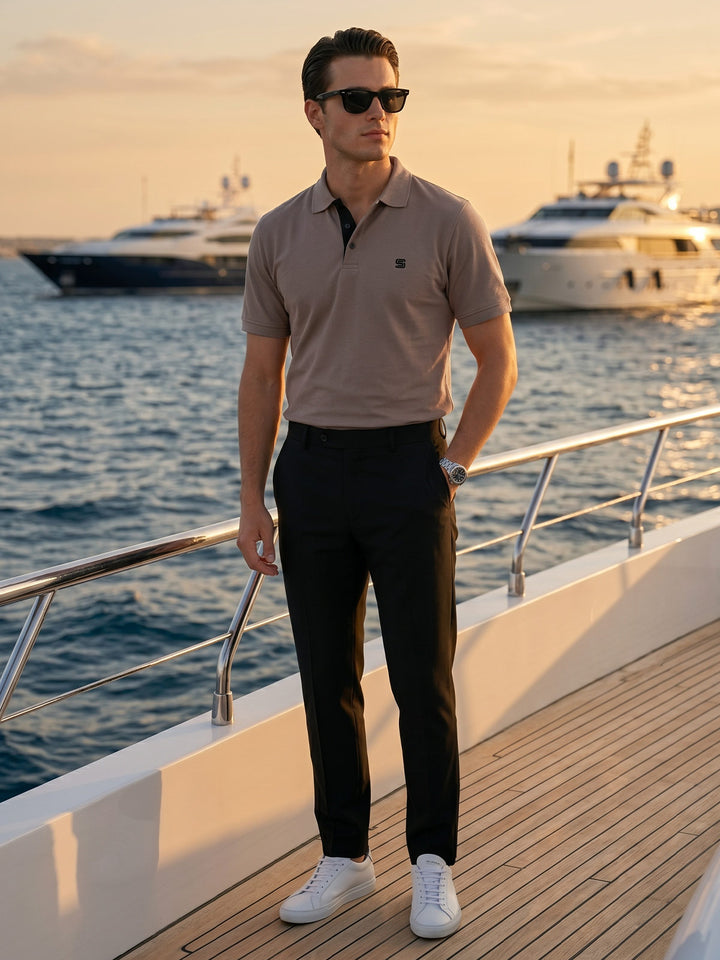Stone Half Sleeves Designer Polo T-Shirt (POLO-1199)