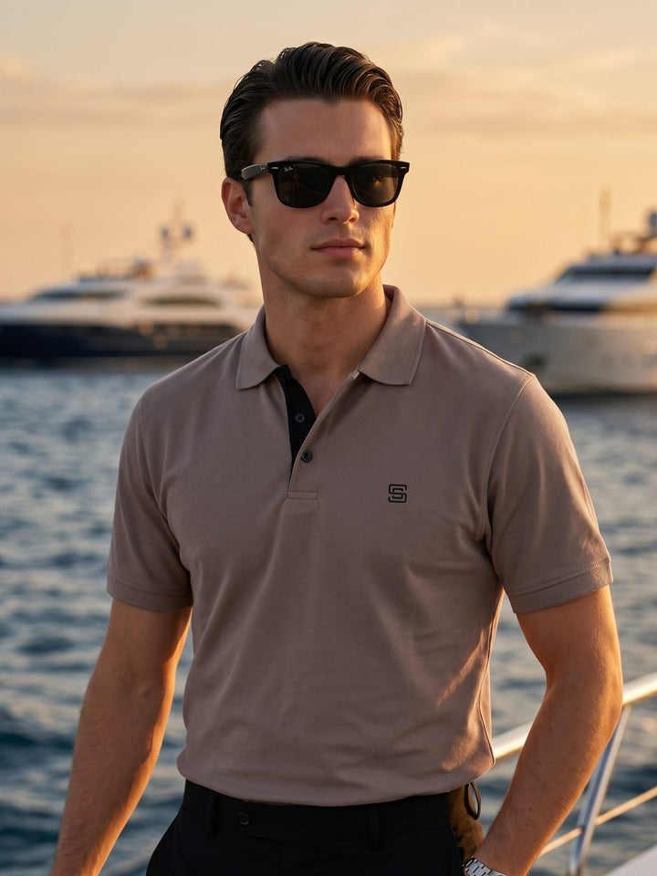 Stone Half Sleeves Designer Polo T-Shirt (POLO-1199)