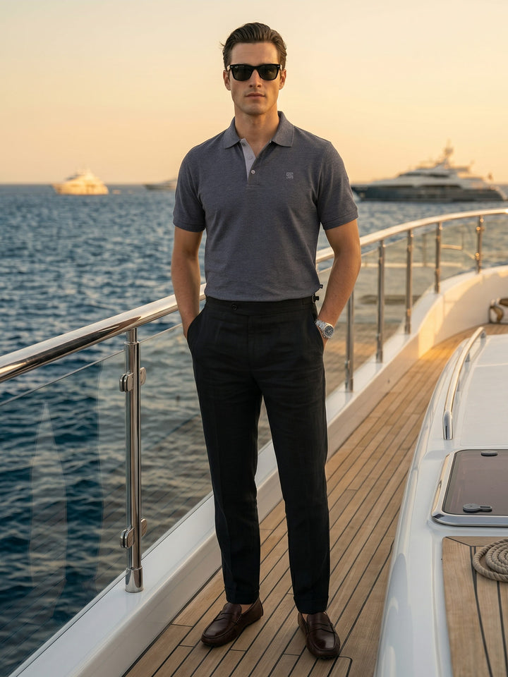 Charcoal Half Sleeves Designer Polo T-Shirt (POLO-1200)