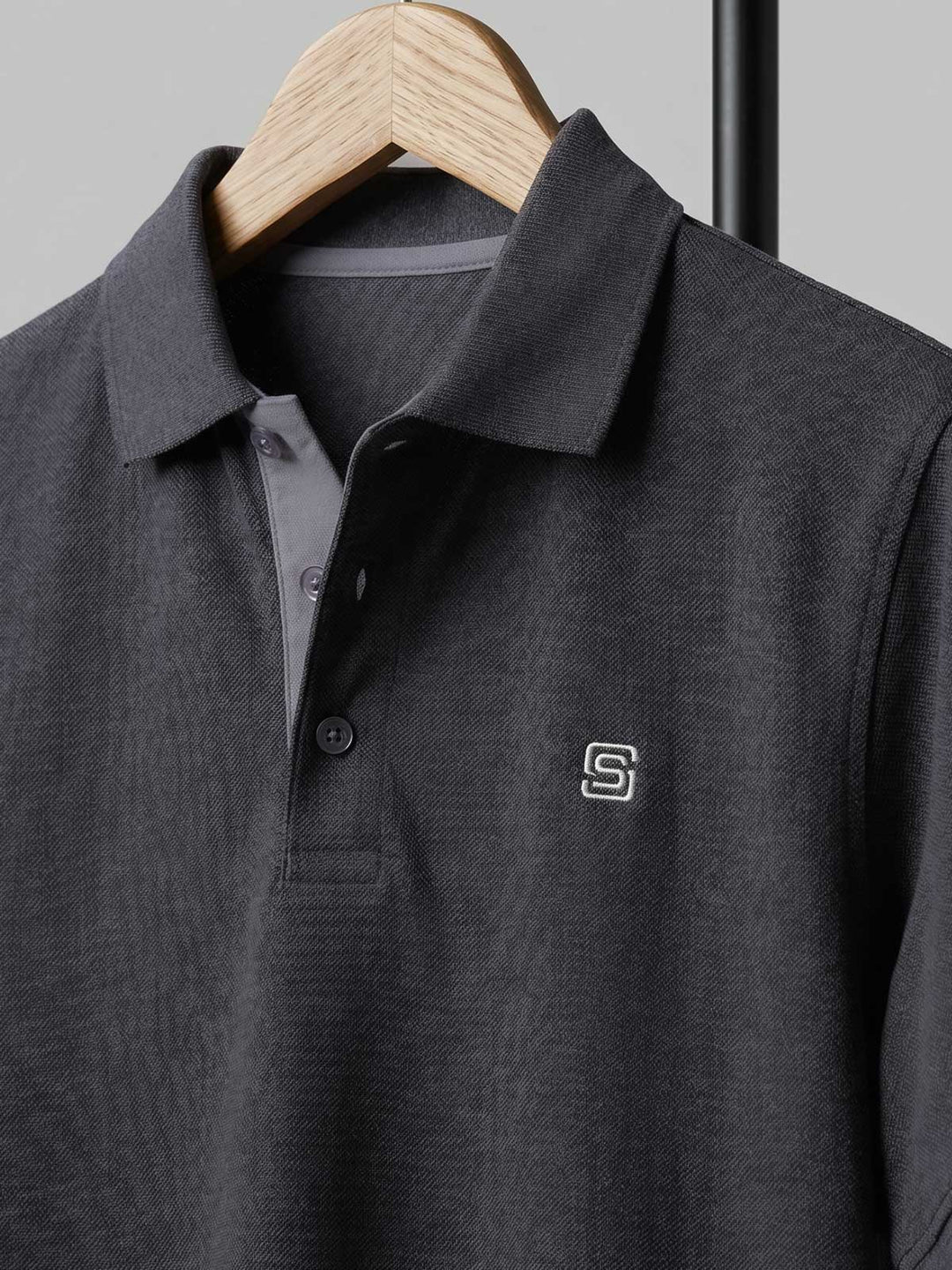 Charcoal Half Sleeves Designer Polo T-Shirt (POLO-1200)